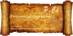 Petrovity Csendike névjegykártya